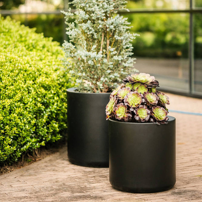 Elho Pure Cilinder Wheels 40 - Zwart - L 40 x B  x H 40 cm - Balkon, Binnen en Buiten - 100% gerecycled