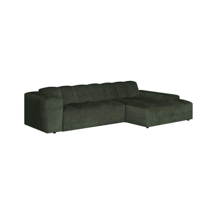 by fonQ Plume 3-zits Hoekbank met Chaise Longue Rechts - Chenille -  Donkergroen