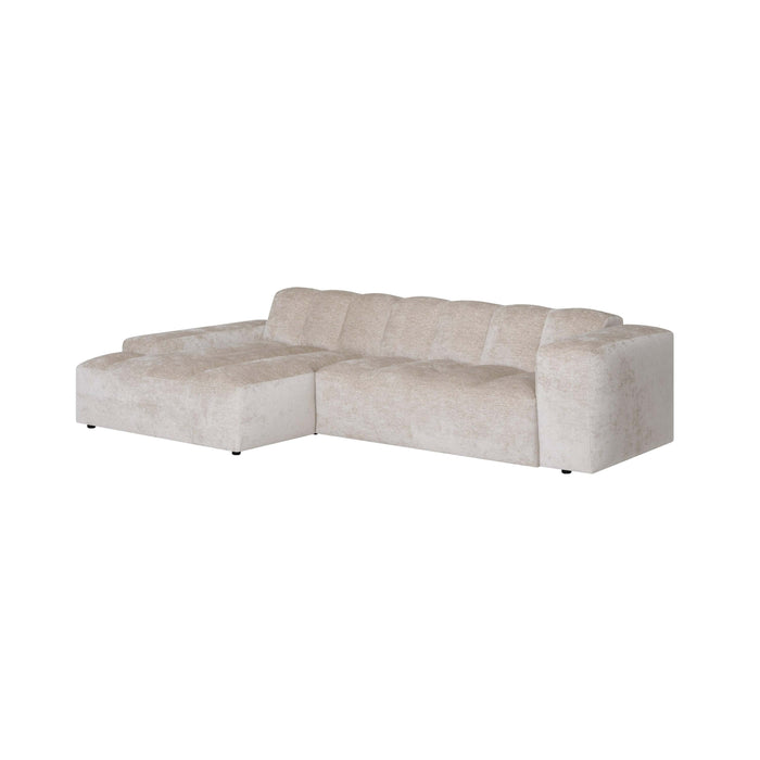 by fonQ Plume 3-zits Hoekbank met Chaise Longue Links - Chenille - Beige
