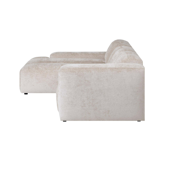 by fonQ Plume 3-zits Hoekbank met Chaise Longue Links - Chenille - Beige