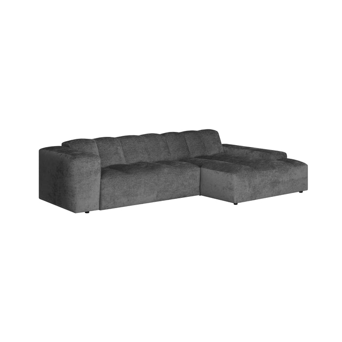by fonQ Plume 3-zits Hoekbank met Chaise Longue Rechts - Chenille - Antraciet