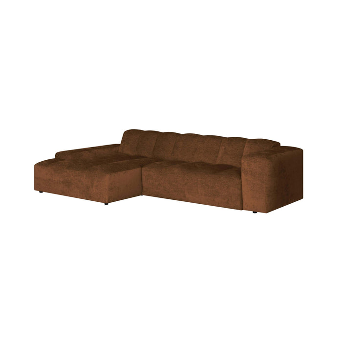 by fonQ Plume 3-zits Hoekbank met Chaise Longue Links - Chenille - Terra
