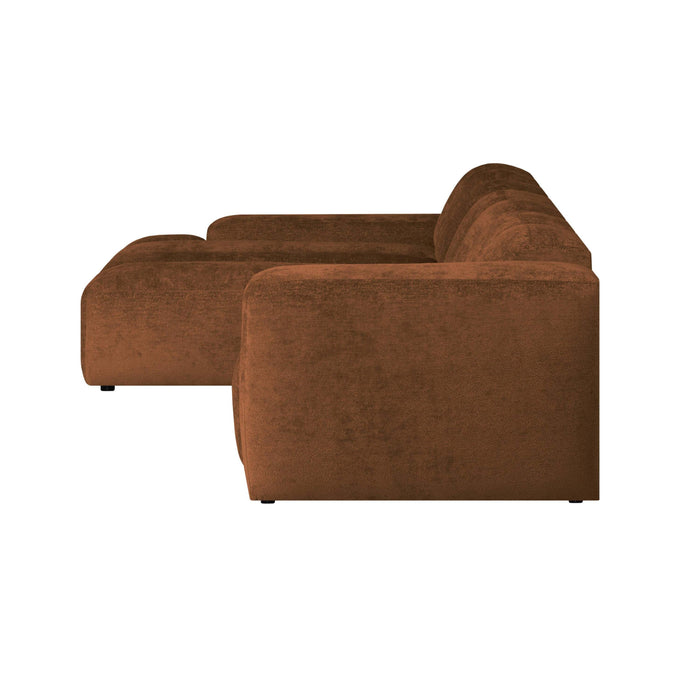 by fonQ Plume 3-zits Hoekbank met Chaise Longue Links - Chenille - Terra