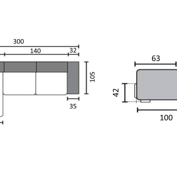 by fonQ  Plume 3-zits Hoekbank met Chaise Longue Links - Chenille - Antraciet