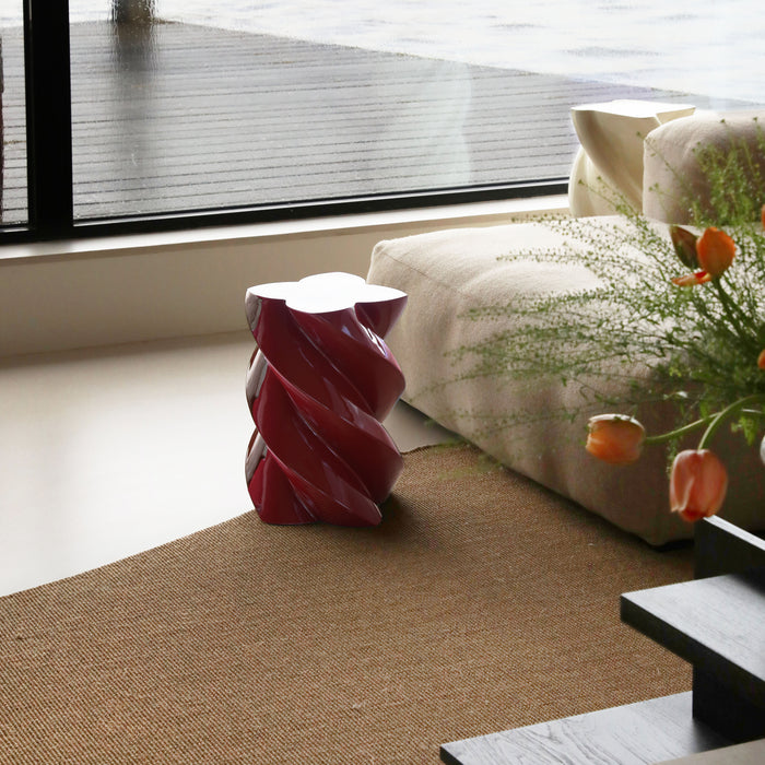 &k amsterdam Pillar Marshmallow Bijzettafel H 40 cm - Burgundy