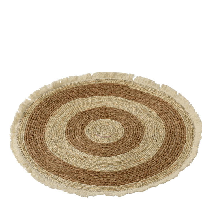 J-Line tapijt Kwastjesband - vloerkleed - jute - beige|bruin - small